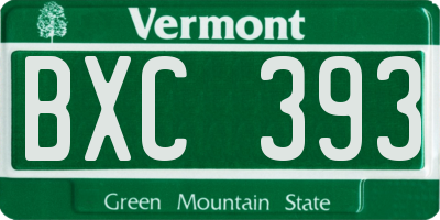 VT license plate BXC393