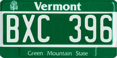 VT license plate BXC396