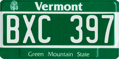 VT license plate BXC397
