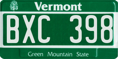 VT license plate BXC398