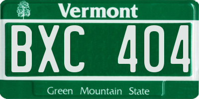 VT license plate BXC404