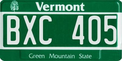 VT license plate BXC405