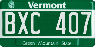 VT license plate BXC407
