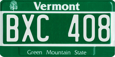 VT license plate BXC408