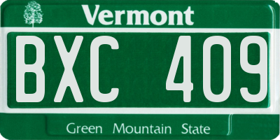 VT license plate BXC409