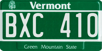 VT license plate BXC410