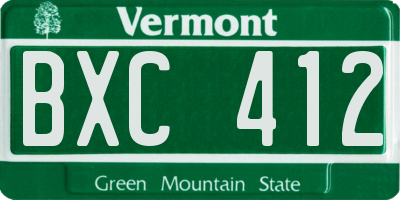 VT license plate BXC412