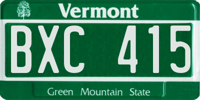 VT license plate BXC415