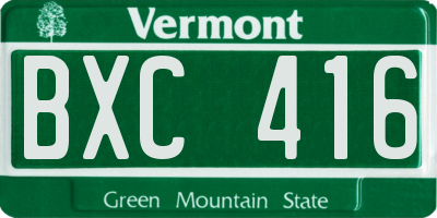 VT license plate BXC416