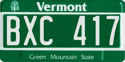 VT license plate BXC417