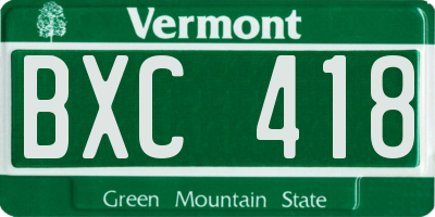 VT license plate BXC418