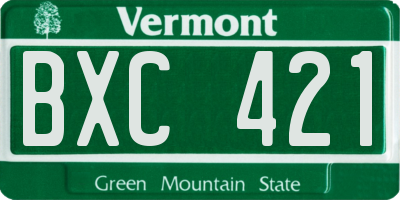 VT license plate BXC421