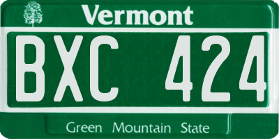 VT license plate BXC424