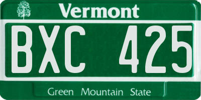 VT license plate BXC425