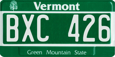 VT license plate BXC426