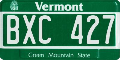 VT license plate BXC427