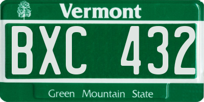 VT license plate BXC432