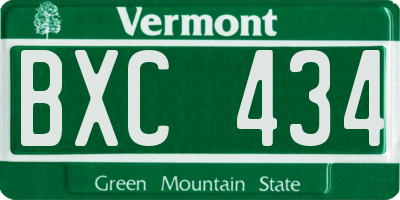VT license plate BXC434