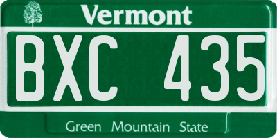 VT license plate BXC435