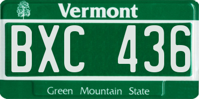 VT license plate BXC436