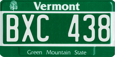 VT license plate BXC438