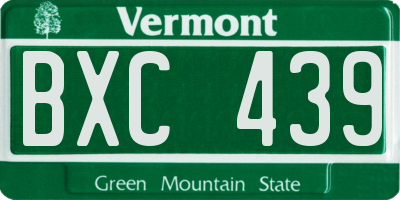 VT license plate BXC439