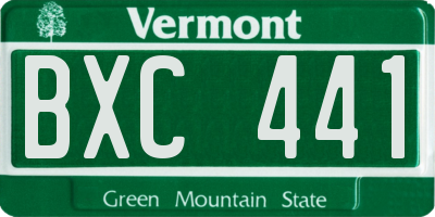 VT license plate BXC441