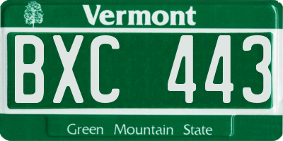 VT license plate BXC443