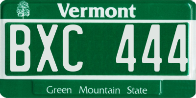 VT license plate BXC444
