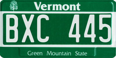 VT license plate BXC445