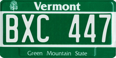 VT license plate BXC447