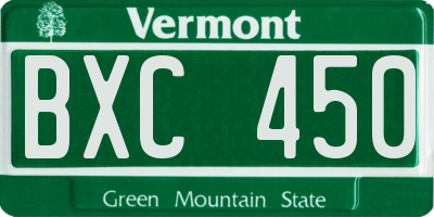 VT license plate BXC450