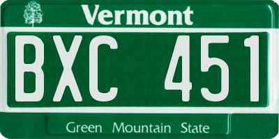 VT license plate BXC451