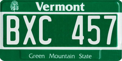 VT license plate BXC457