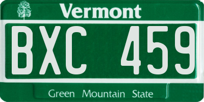 VT license plate BXC459