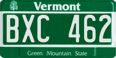 VT license plate BXC462