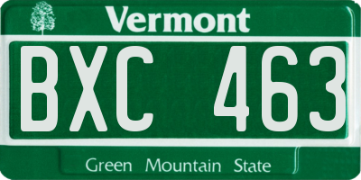 VT license plate BXC463