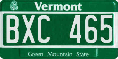 VT license plate BXC465