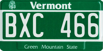 VT license plate BXC466