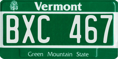 VT license plate BXC467