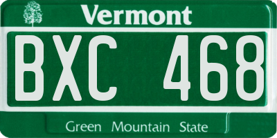VT license plate BXC468
