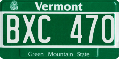 VT license plate BXC470