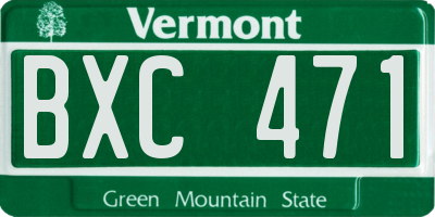 VT license plate BXC471