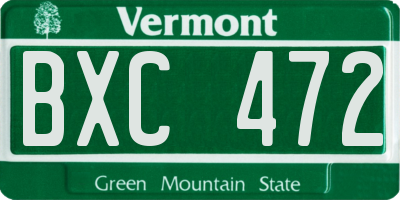 VT license plate BXC472