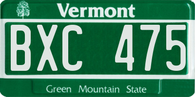 VT license plate BXC475