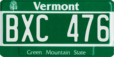 VT license plate BXC476