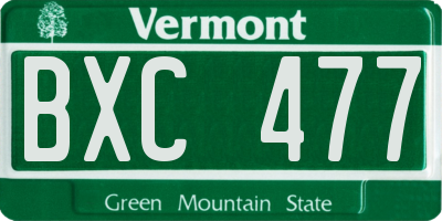 VT license plate BXC477