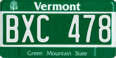 VT license plate BXC478