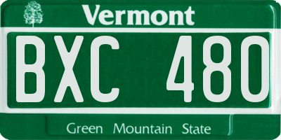 VT license plate BXC480