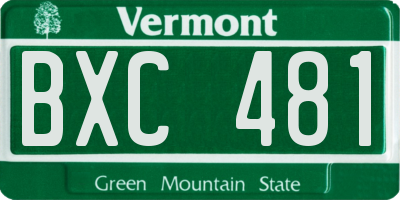 VT license plate BXC481